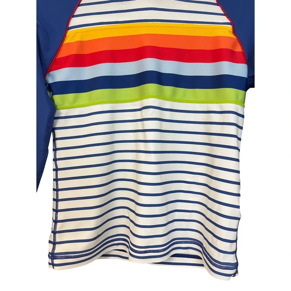 HANNA ANDERSSON Rainbow Stripe Rash Guard‎ Sz 160 XL Long Sleeve Swim Shirt Sun
